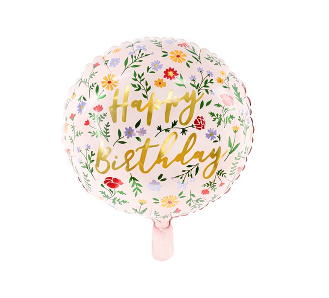Folieballong "Happy Birthday" rosa/guld