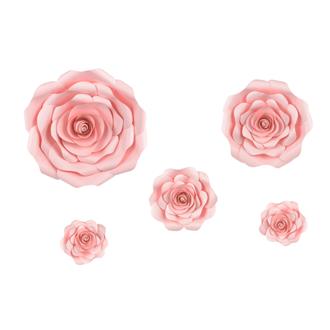 Väggdekoration rosor rosa, 5-pack