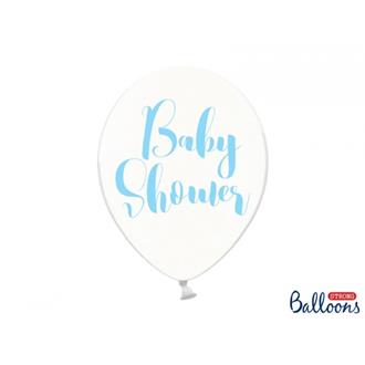 Ballong "Babyshower" transparent/blå, 5-pack
