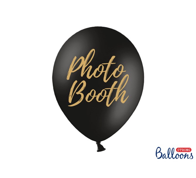 Ballonger "Photobooth" Svart/guld, 4-pack