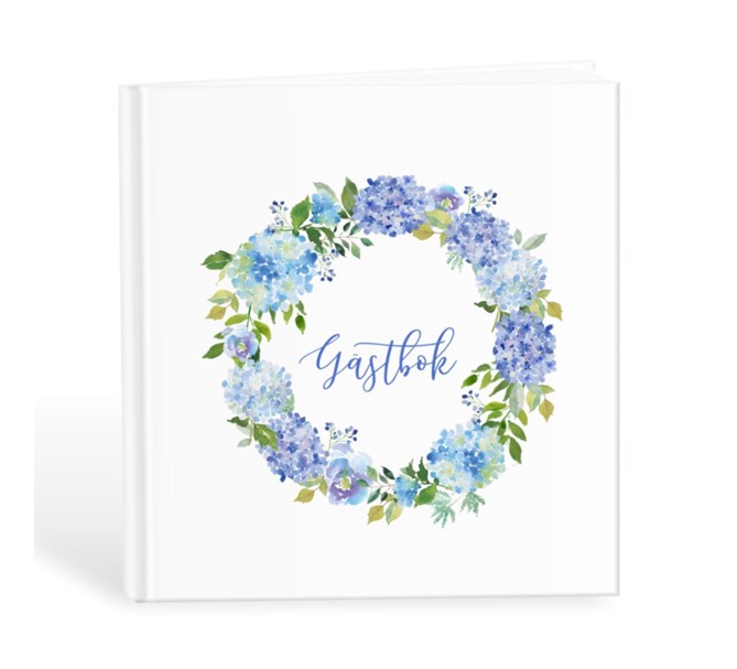 Gästbok med blå blommor