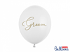 Ballonger Bröllop/Svensexa "Groom" vit/guld, 10 -pack