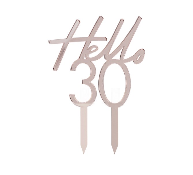 Tårtdekoration "Hello 30" Roséguld