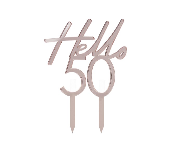 Tårtdekoration "Hello 50" Roséguld