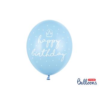 Ballonger "Happy Birthday" Blå, 6-pack