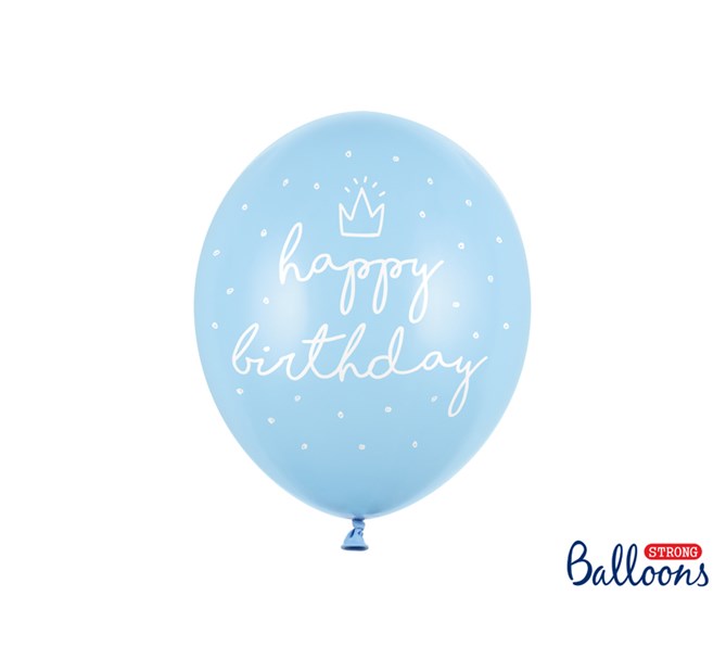 Ballonger Happy Birthday Blå, 6-pack