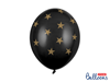 Ballong svarta med guldstjärnor, 6-pack