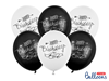 Ballonger "Happy Birthday" svart/vit, 6-pack