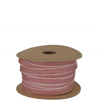 Band i sammet rosa 10 mm, metervara
