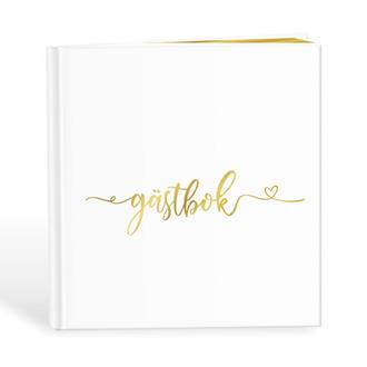 Gästbok till Bröllop med guldtext, svarta blad