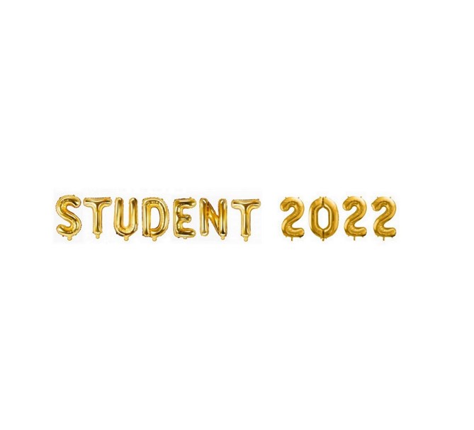 Ballonggirlang "STUDENT 2022" guld