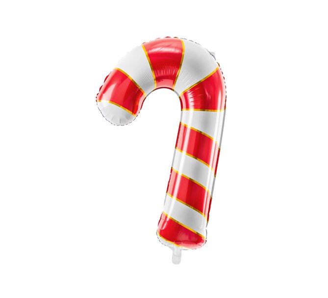 Folieballong Polkagrisstång röd/vit