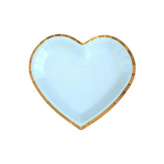 Tallrik hjärtformad ljusblå-roséguld, 10-pack