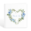 Gästbok "Herr & Fru" Hjärta av blå blommor