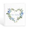 Gästbok Min Dopdag med hjärta av blå blommor