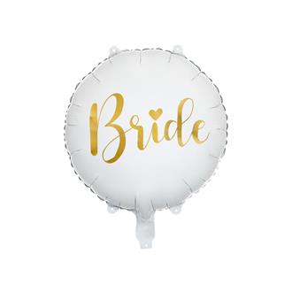 Folieballong "Bride" vit/guld, 45 cm