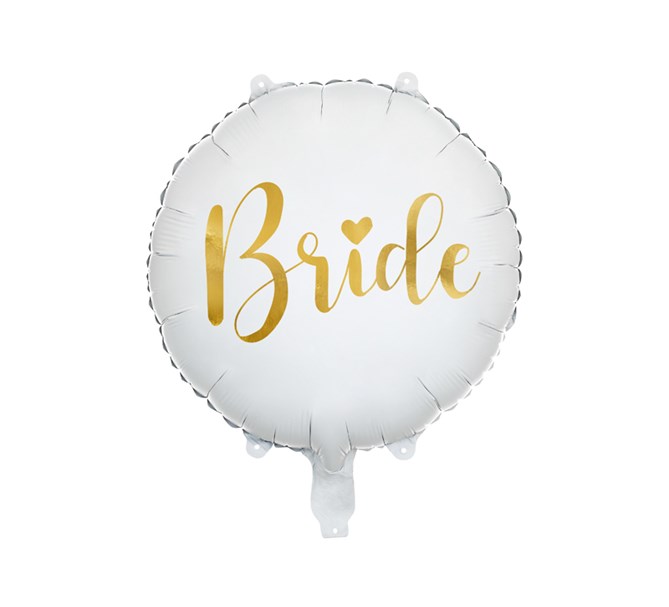 Folieballong "Bride" vit/guld, 45 cm
