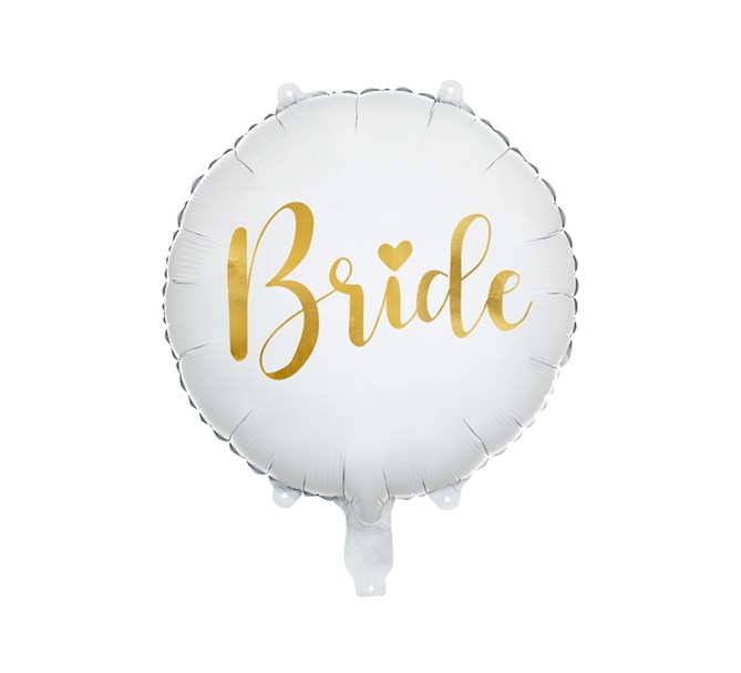 Folieballong Möhippa "Bride" vit/guld, 45 cm