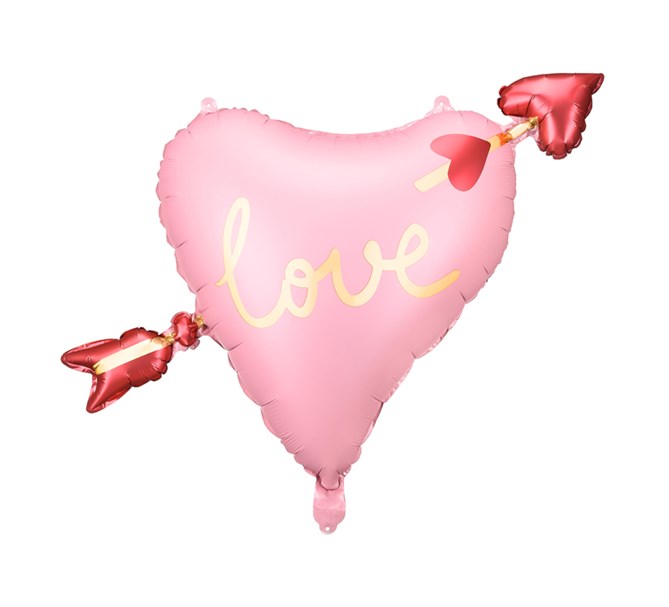 Folieballong Hjärta med pil, 66 x 48 cm.
