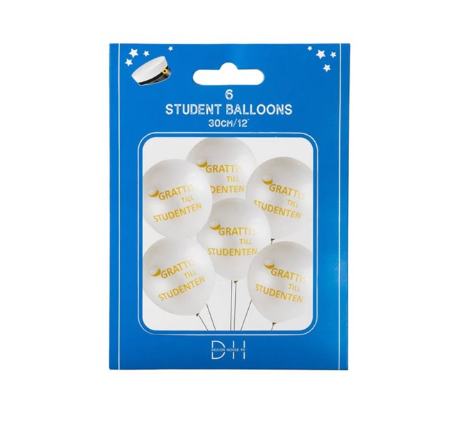 Ballonger "Grattis till studenten", 6-pack