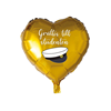 Folieballong Guldhjärta med Studentmössa, 72 cm.