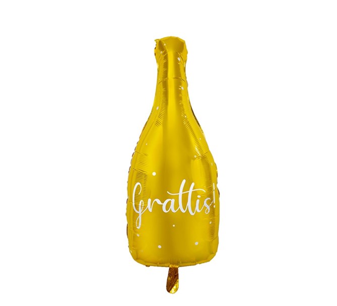 Folieballong Champagneflaska med text Grattis!