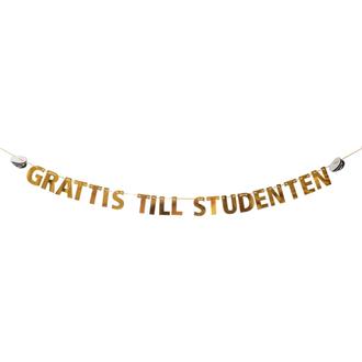 Banner Grattis till Studenten, guld