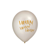 Latexballonger vita med text Hurra! 6-pack
