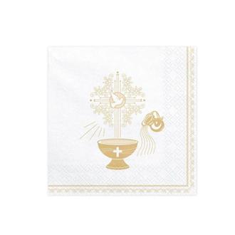 Servett vit-guld konfirmation och dop, 20-pack