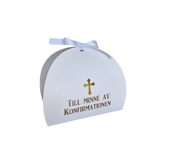 Presentbox vit till Konfirmation 16,5 cm, 1 st.