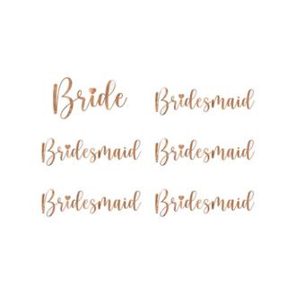 Klistermärken Bride & Bridesmaid, 6-pack