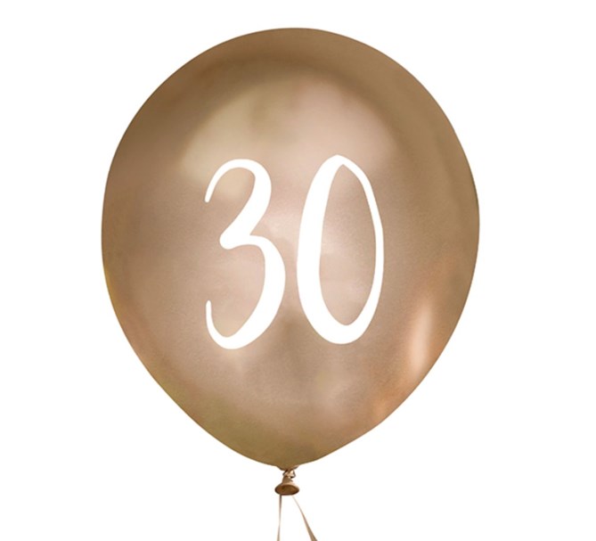 Ballonger Guld 30 år, 5-pack