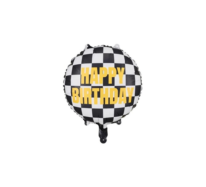 Folieballong Startflagga "Happy Birthday"