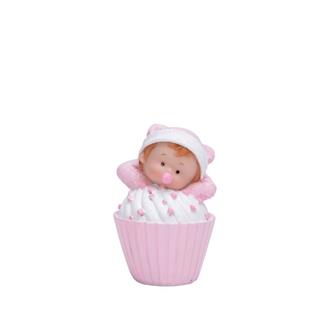 Tårtdekoration Baby i muffins Rosa