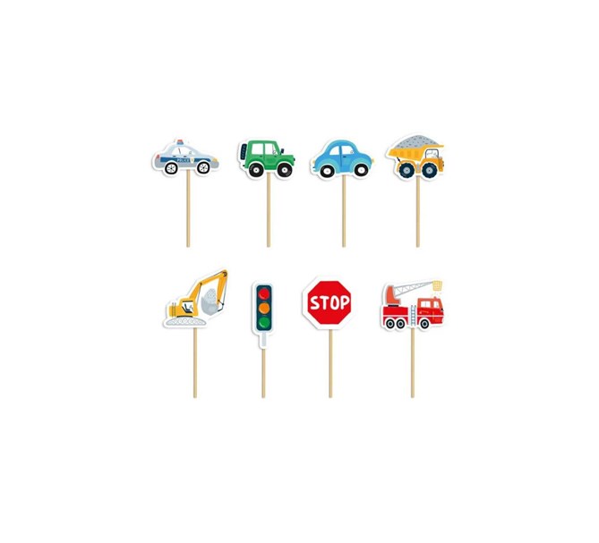 Cupcake Toppers Fordon, 8-pack