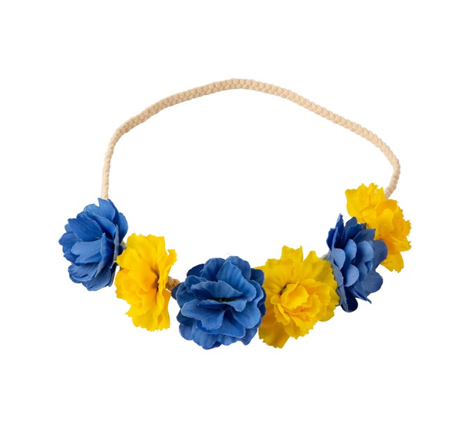 Hårband blå och gula blommor