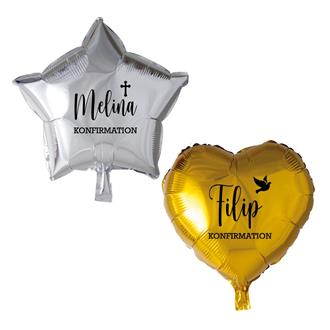 Folieballong Konfirmation Personlig guld hjärta, flera varianter