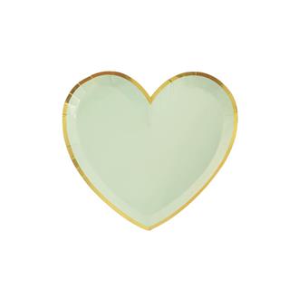 Tallrik hjärtformad olivgrönt-guld, 10-pack