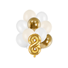 Ballongbukett 8 ÅR Vit-Crème-Guld, 11-pack