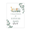 Personlig välkomstskylt Babyshower botanisk/djur