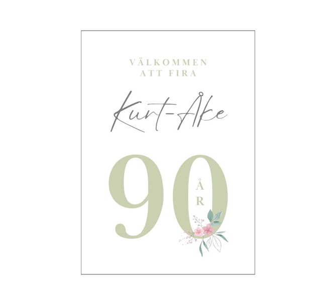 Personlig välkomstskylt Sage Födelsedag 90 år