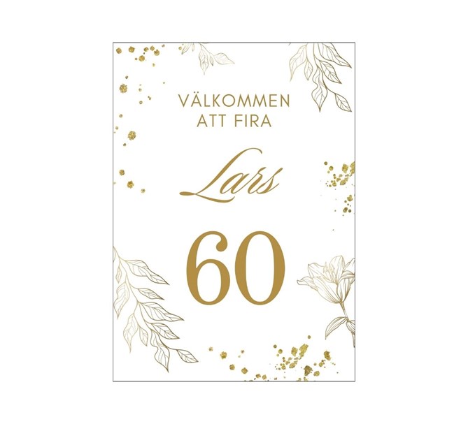 Personlig välkomstskylt Guld Födelsedag 60 år