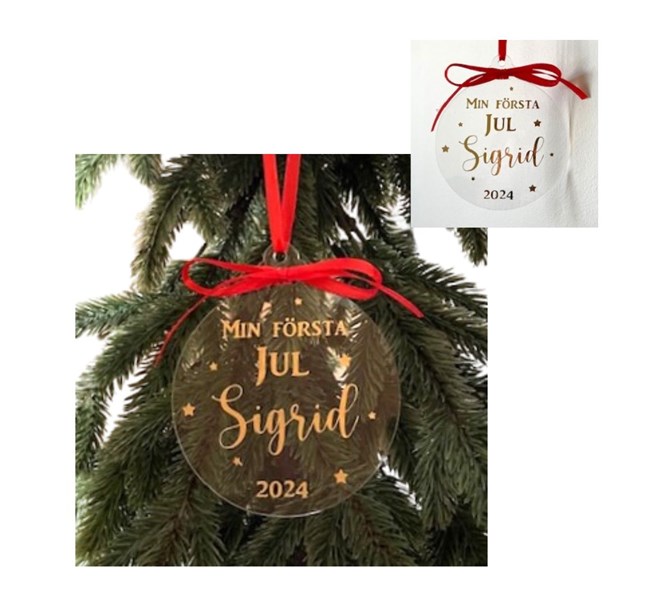 Julkula akryl "Min första jul" Personlig, flera färger