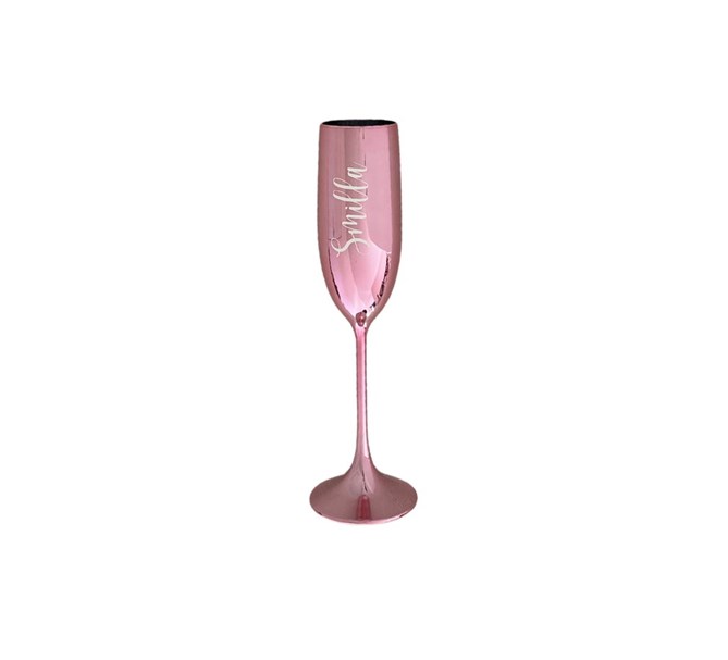 Champagneglas Rosa Eget namn, flera textfärger