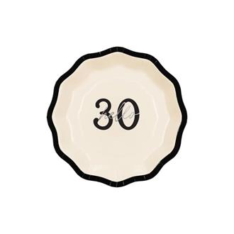 Engångsassiett Hello 30 creme-svart , 6-pack