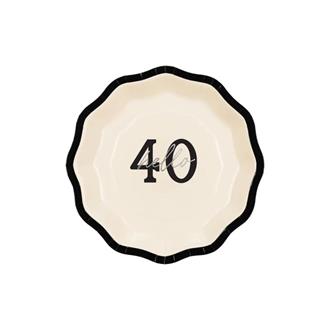 Engångsassiett Hello 40 creme-svart , 6-pack
