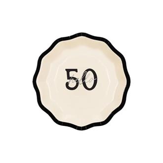 Engångsassiett Hello 50 creme-svart , 6-pack
