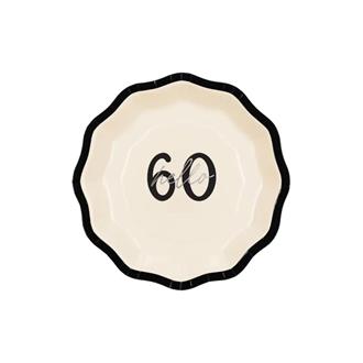 Engångsassiett Hello 60 creme-svart , 6-pack