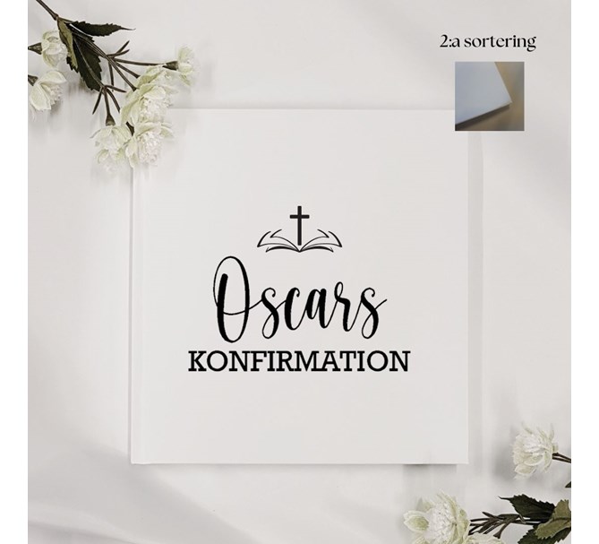 Gästbok Konfirmation Eget namn 2:a sortering, flera textfärger