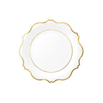 Papptallrikar vita med guld ränder 18 cm 6 st.